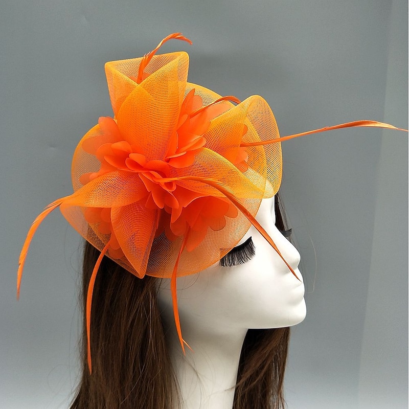 Feather / Net Fascinators Kentucky Derby Hat / Headpiece with Feather / Floral / Flower 1PC Wedding / Special Occasion / Tea Party Headpiece4
