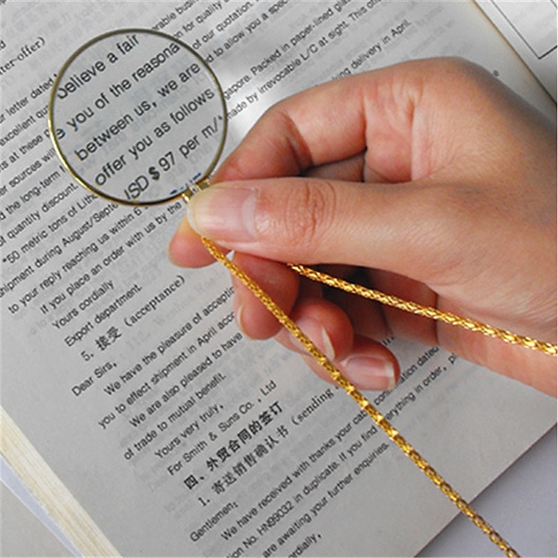 Decorative Monocle Necklace With Magnifier Magnifying Glass Pendant Gold Silver Plated Chain Necklace for Women Jewelry3