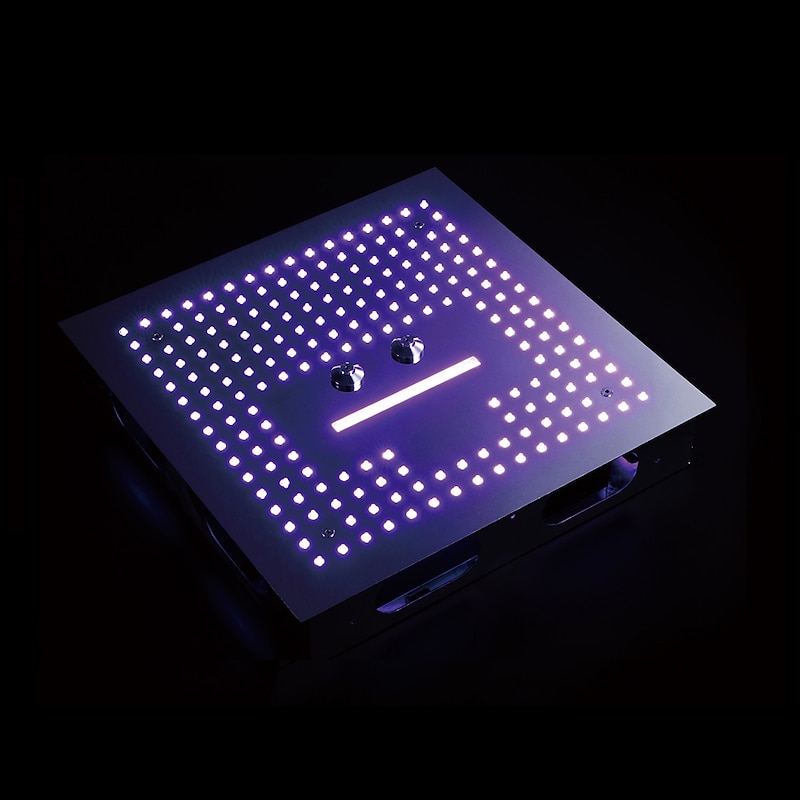 Concealed Rainfall Shower Head 400*400mm LED Light, 16 Inch Ceiling Rainfall Showerhead 304 Stainless Steel, Rain Shower 3 Functions Led Showerhead Square Spa Waterfall Showers Panel4