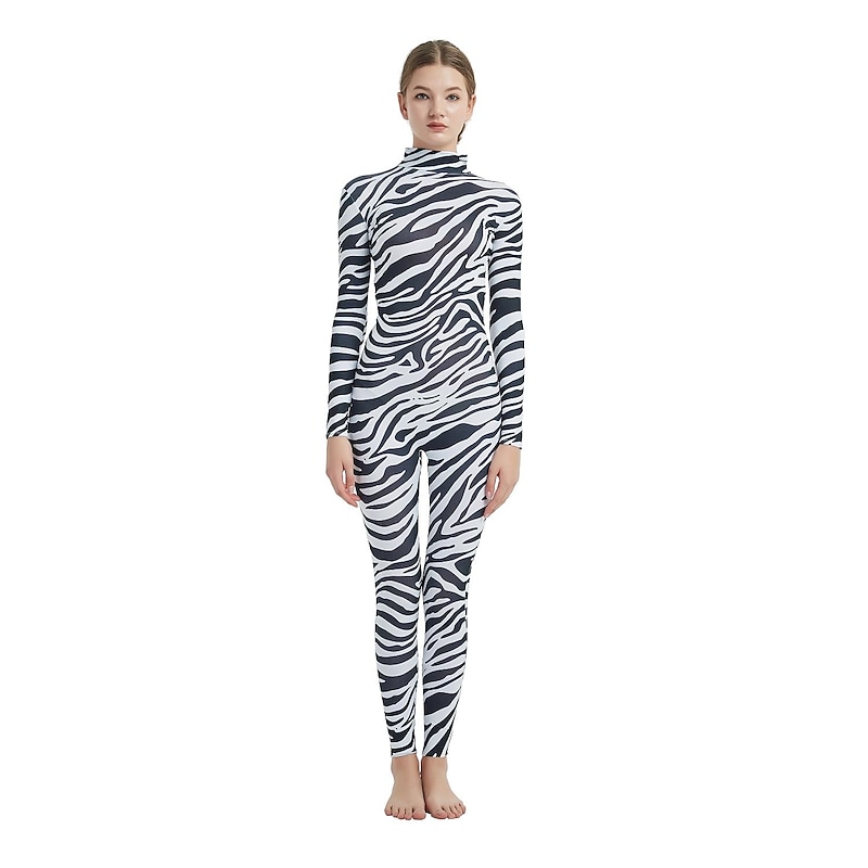 Patterned Zentai Suits Cosplay Costume Catsuit Zebra Carnival Costume Full Body Suit Men's Women's Sex Sexy Costume Animal Fur Pattern Zebra Spandex Lycra Elastic Costume for Halloween Carnival New