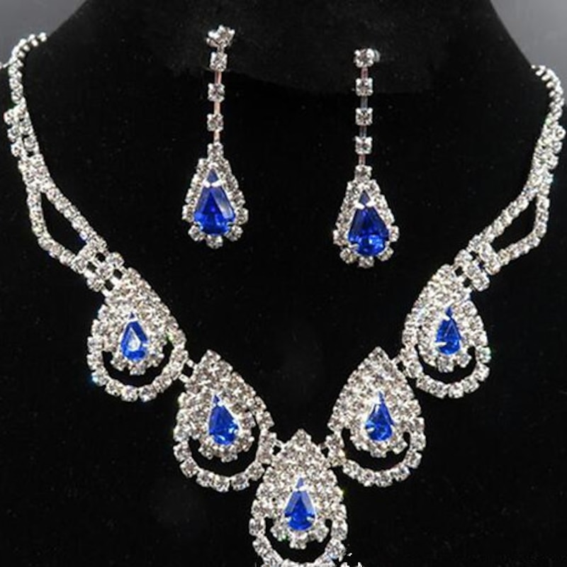 Jewelry Set 1 set Sapphire Gemstone & Crystal Synthetic Gemstones Earrings Necklace Women's Party Ladies Luxury Cute Drop Teardrop Jewelry Set For Party Wedding Special Occasion / Citrine4