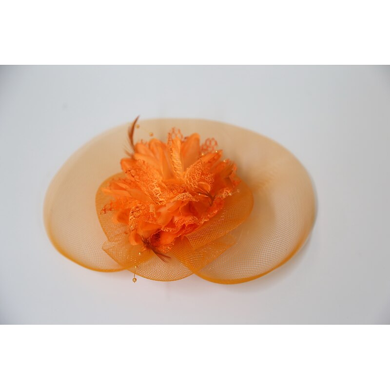 Fascinators Kentucky Derby Hat Feathers / Net / Fabrics Flowers / Headwear / Headpiece with Cap / Floral 1PC Wedding / Ladies Day Headpiece3