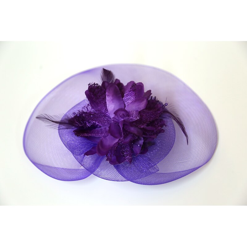 Fascinators Kentucky Derby Hat Feathers / Net / Fabrics Flowers / Headwear / Headpiece with Cap / Floral 1PC Wedding / Ladies Day Headpiece2