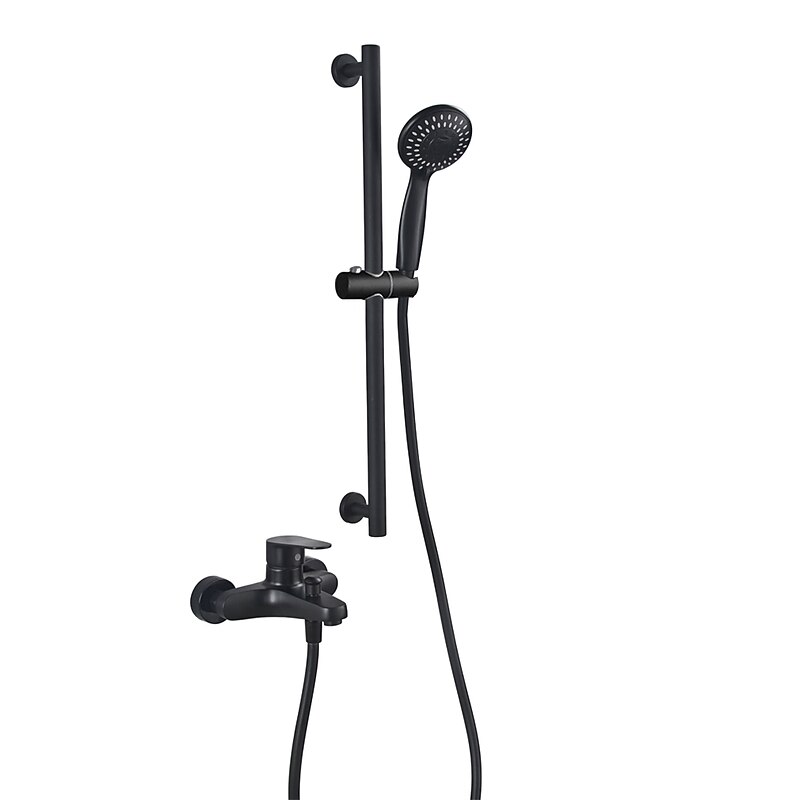 Stainless Steel Bathtub Faucet Traditional Matte Black Shower Faucet Ceramic Valve Included Painted Finishes Shower Mixer Taps with Cold/Hot Water2