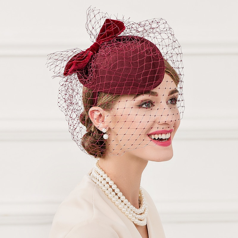 Tulle / 100% Wool Kentucky Derby Hat / Hats with Bowknot 1pc Wedding / Party / Evening Headpiece