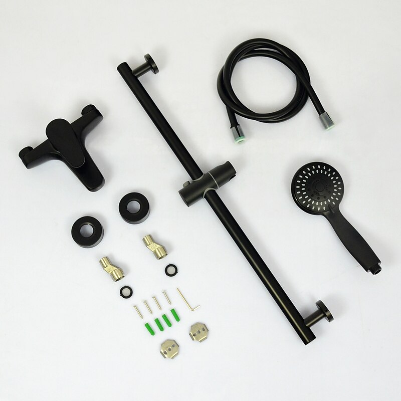 Stainless Steel Bathtub Faucet Traditional Matte Black Shower Faucet Ceramic Valve Included Painted Finishes Shower Mixer Taps with Cold/Hot Water4