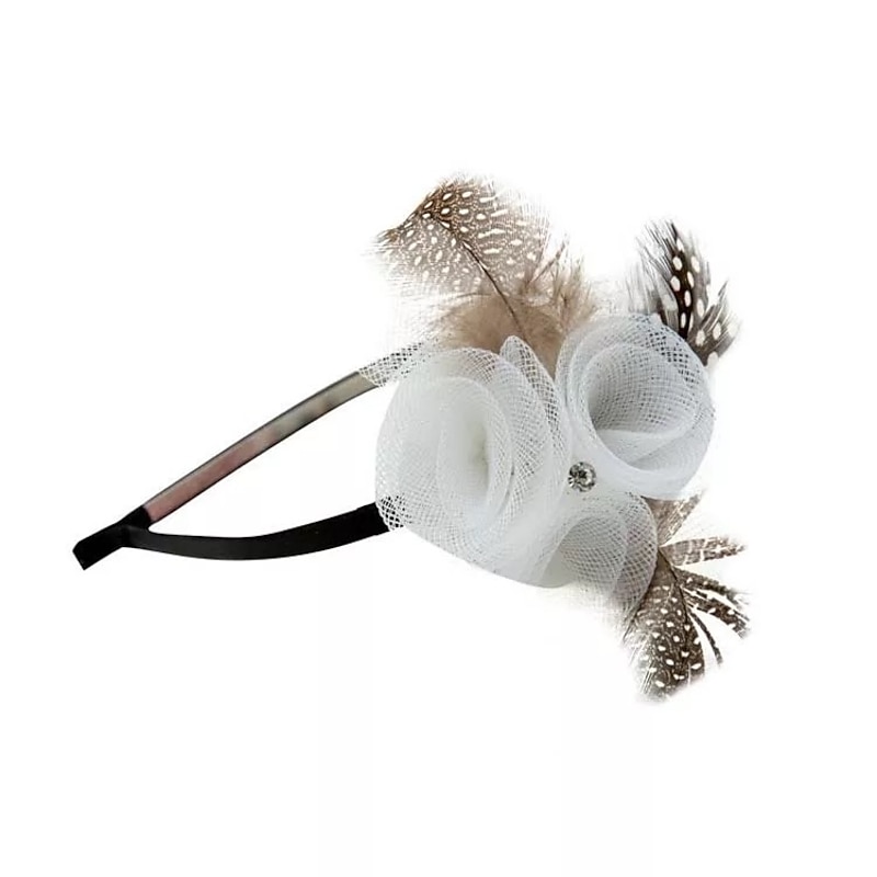 Fascinators Kentucky Derby Hat Feathers / Net Headbands / Flowers with Feather / Lace Side 1PC Fall Wedding / Horse Race Headpiece4