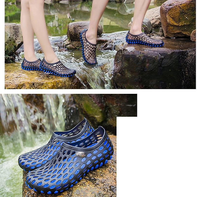 Men's Women's Black and Blue Barefoot Perforated Slip-On Water Shoes with Rubber Sole for Comfortable Beach and Water Activities3