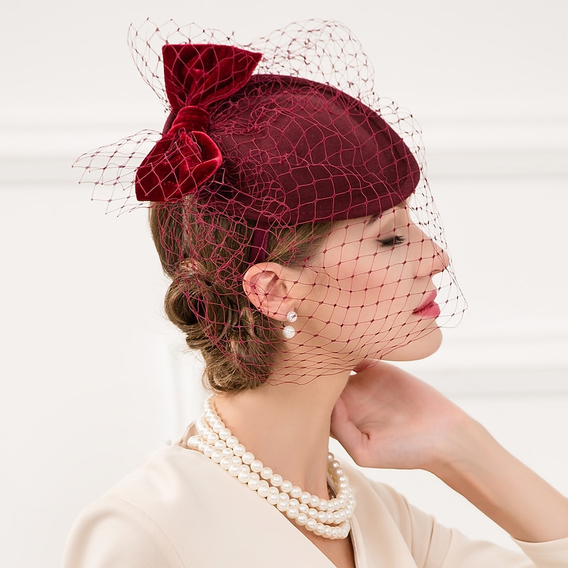Tulle / 100% Wool Kentucky Derby Hat / Hats with Bowknot 1pc Wedding / Party / Evening Headpiece2