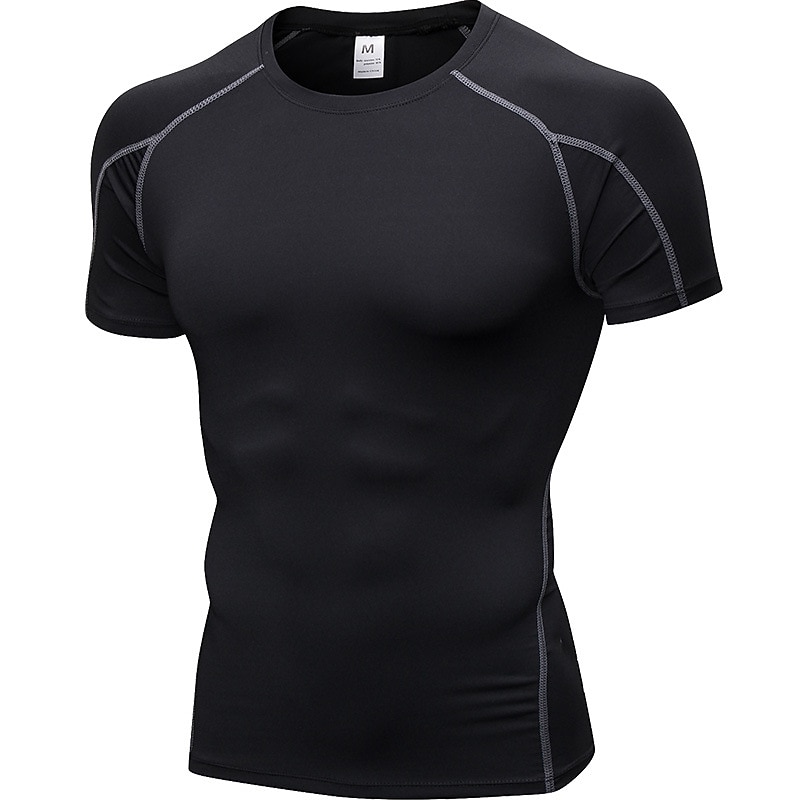 Men's Compression Shirt Running Shirt Basic Short Sleeve Tee Tshirt Athletic Fall Stripes Spandex 4 Way Stretch Quick Dry Anatomic Design Breathable Gym Workout Running Fitness Sportswear Activewear3