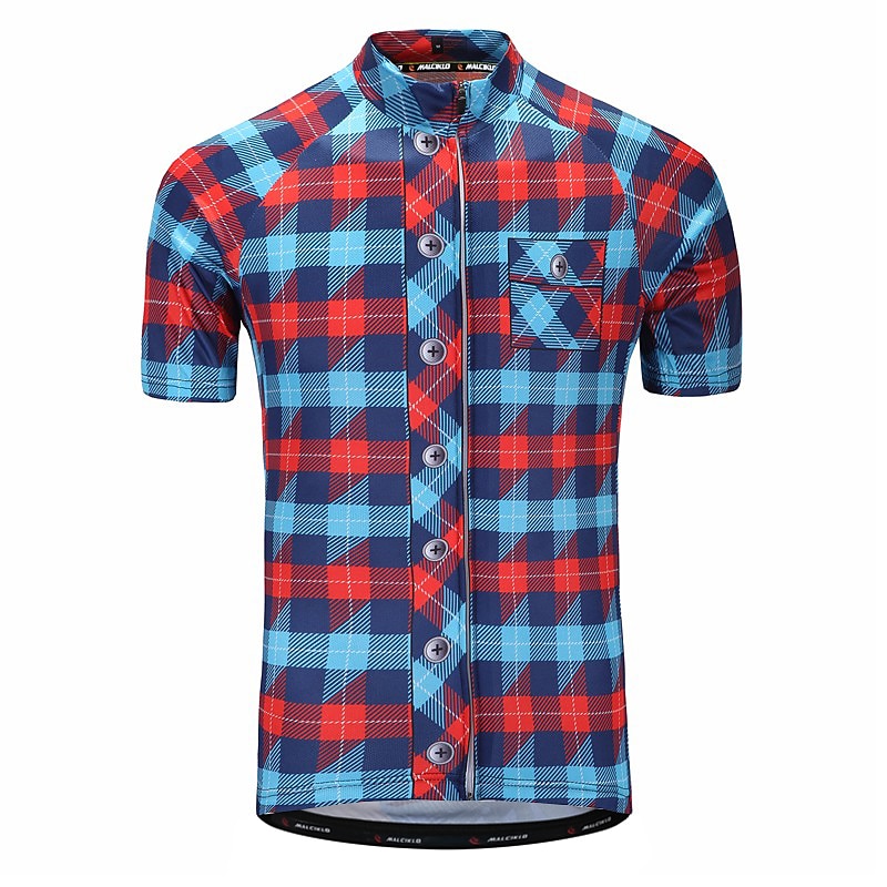 Men's Cycling Jersey Plaid Checkered Patterned Funny Short Sleeve Bike Jersey Top with 3 Rear Pockets Mountain Bike MTB Road Bike Cycling Quick Dry Anatomic Design Reflective Strips Back Pocket Sports3