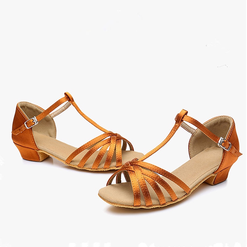 Girls' White Strappy Latin Dance Shoes – Comfortable and Stylish T-Strap Sandals with Low Heel and Soft Suede Sole for Ballroom and Salsa4