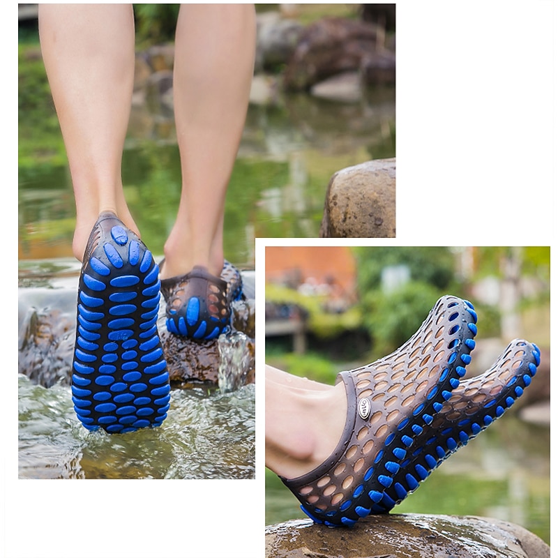 Men's Women's Black and Blue Barefoot Perforated Slip-On Water Shoes with Rubber Sole for Comfortable Beach and Water Activities2