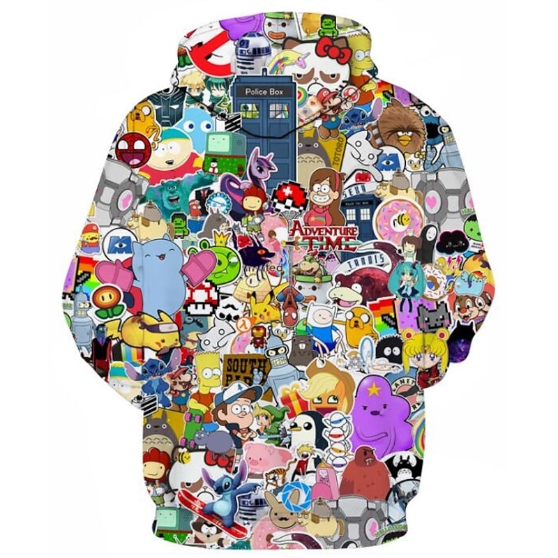 Men's Cartoon Grim Reaper 3D Hoodie Hoodies Sweatshirt Active Exaggerated Long Sleeve Hooded Daily Going out Black Gray Print Fall Winter Designer4