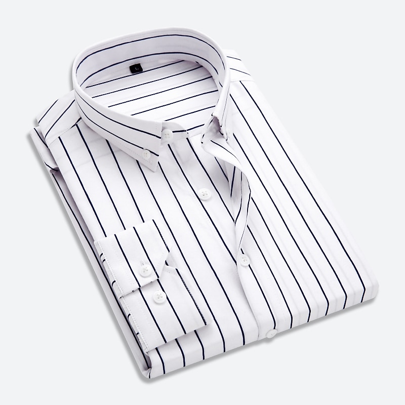 Men's Dress Shirt Striped Shirt Button Down Shirt Collared Shirt Striped Wedding Work Black-White White Red Navy Blue Long Sleeve Clothing Apparel Patchwork4