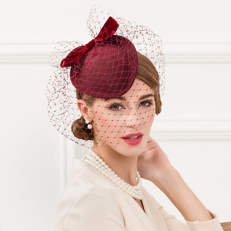 Tulle / 100% Wool Kentucky Derby Hat / Hats with Bowknot 1pc Wedding / Party / Evening Headpiece4