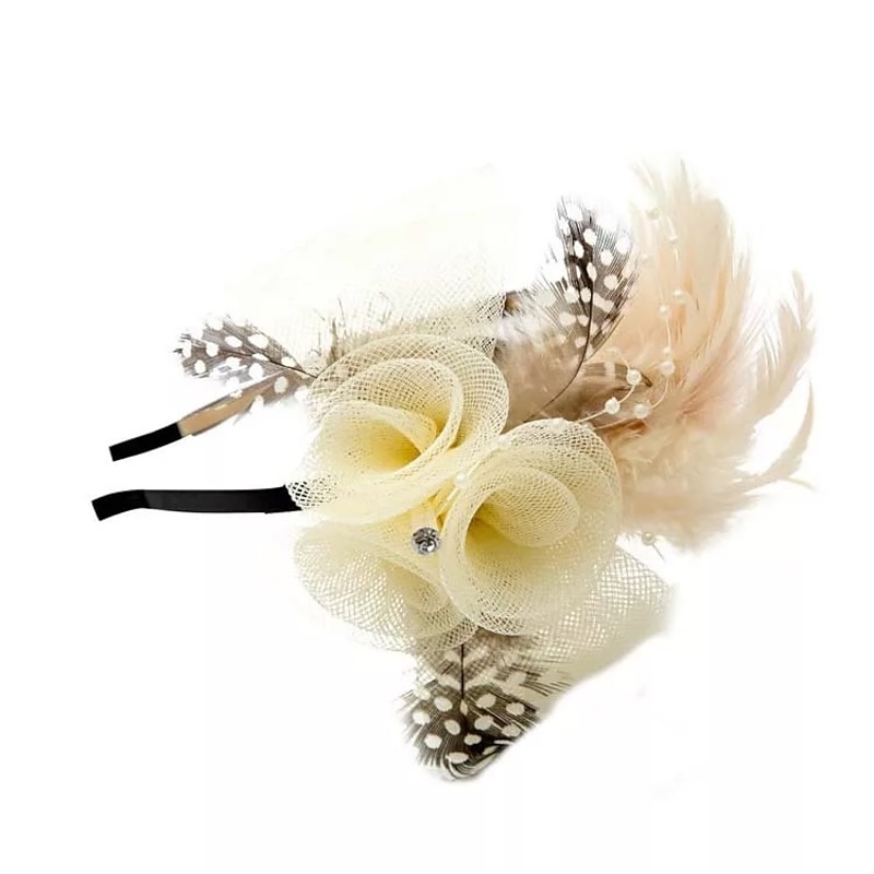 Fascinators Kentucky Derby Hat Feathers / Net Headbands / Flowers with Feather / Lace Side 1PC Fall Wedding / Horse Race Headpiece2
