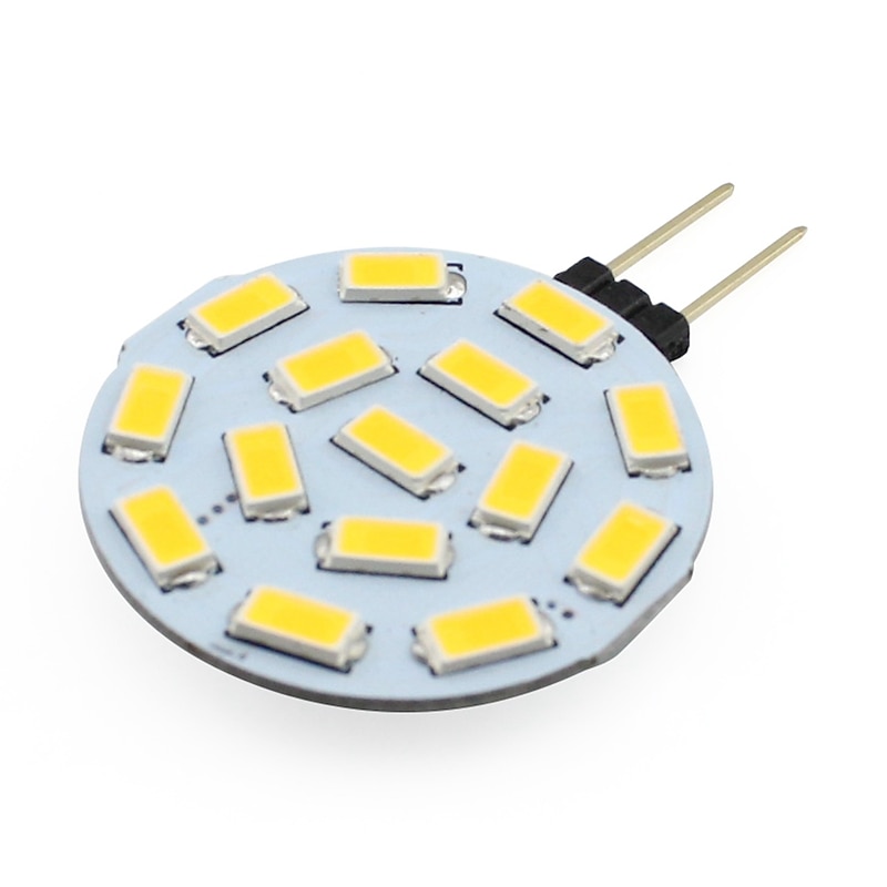 10pcs LED Bi-pin Light Bulb Lamp Side-pin 2W G4 Round 15 SMD5730 DC AC 12-24V Warm Cold White Equivalent to 20W Halogen Bulb Replacement 120° Beam Angle3