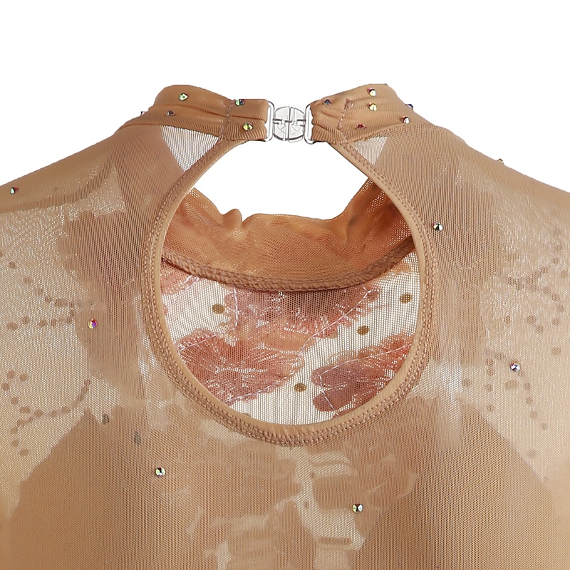 Figure Skating Dress Women's Girls' Ice Skating Dress Outfits Yan pink Amethyst Violet Flower Spandex High Elasticity Competition Skating Wear Warm Handmade Jeweled Rhinestone Long Sleeve Ice Skating 11