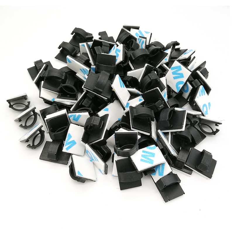 50 Pieces Adhesive Cable Clips Wire Clips Cable Wire Management Wire Cable Holder Clamps Cable Tie Holder for Car Office and Home