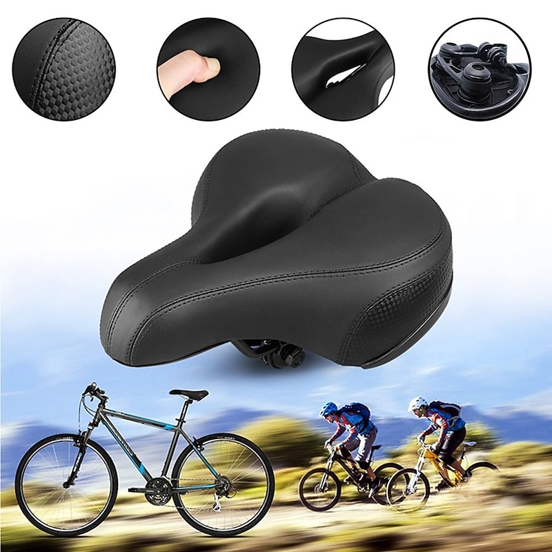 Most Comfortable Bicycle Seat, Bike Seat Replacement with Dual Shock Absorbing Ball Wide Bike Seat Memory Foam Bicycle Gel Seat3