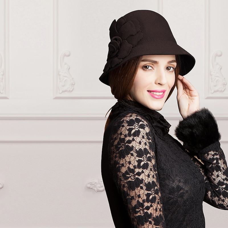 Wool Hats with Floral 1pc Special Occasion / Casual Headpiece