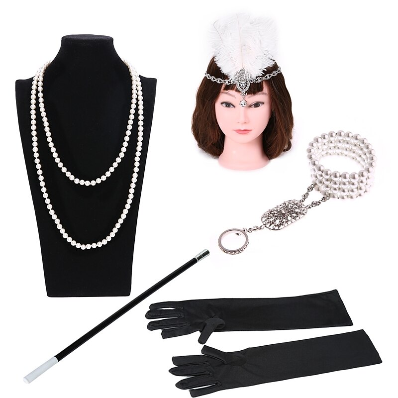 Vintage Roaring 20s 1920s Costume Accessory Sets Flapper Headband Accessories Set The Great Gatsby Charleston Wedding Guest Artistic Style Feathers Fancy Dress Women's Party Prom Wedding Reception3