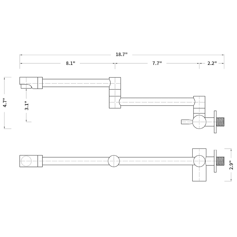 Wall Mounted Kitchen Faucet,Brass Single Handle One Hole Widespread Foldable and Rotatable Painted Finishes Pot Filler Contemporary Kitchen Taps with Hot and Cold Water4