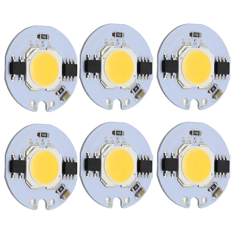9W Round COB Led Chip Smart IC AC 220V for DIY Ceiling Light Downlight Spotlight Warm/Cold White (6 Pcs)