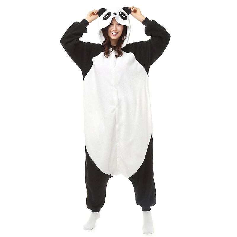 Adults' Kigurumi Pajamas Nightwear Camouflage Panda Cartoon Onesie Pajamas Polar Fleece Cosplay For Men's Women's Boys Christmas Animal Sleepwear Cartoon Festival / Holiday Costumes / Washable3