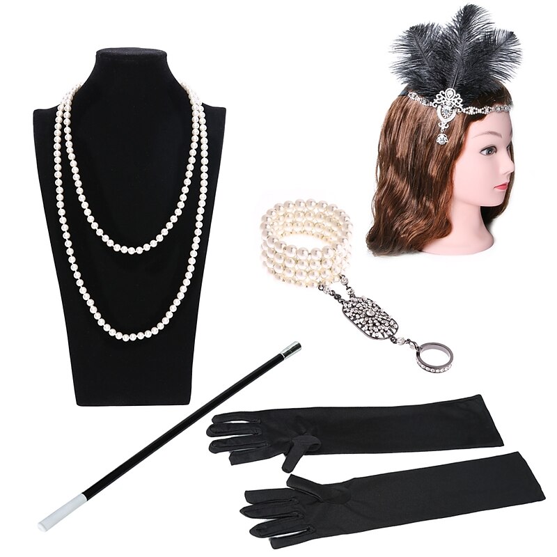 Vintage Roaring 20s 1920s Costume Accessory Sets Flapper Headband Accessories Set The Great Gatsby Charleston Wedding Guest Artistic Style Feathers Fancy Dress Women's Party Prom Wedding Reception4