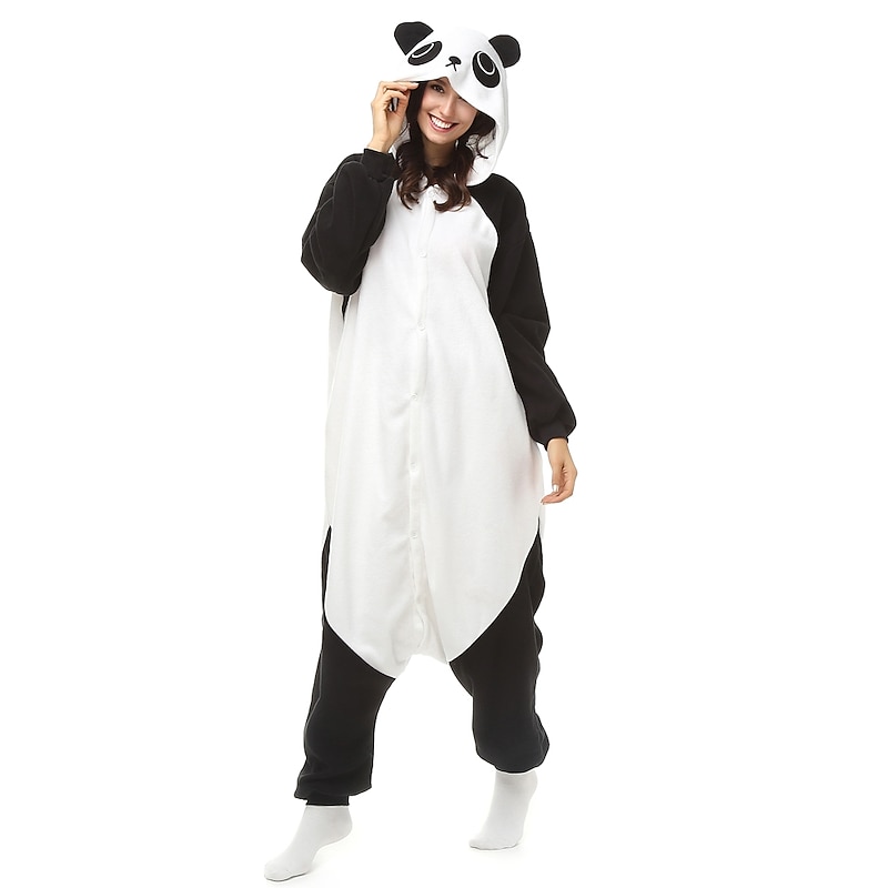 Adults' Kigurumi Pajamas Nightwear Camouflage Panda Cartoon Onesie Pajamas Polar Fleece Cosplay For Men's Women's Boys Christmas Animal Sleepwear Cartoon Festival / Holiday Costumes / Washable4