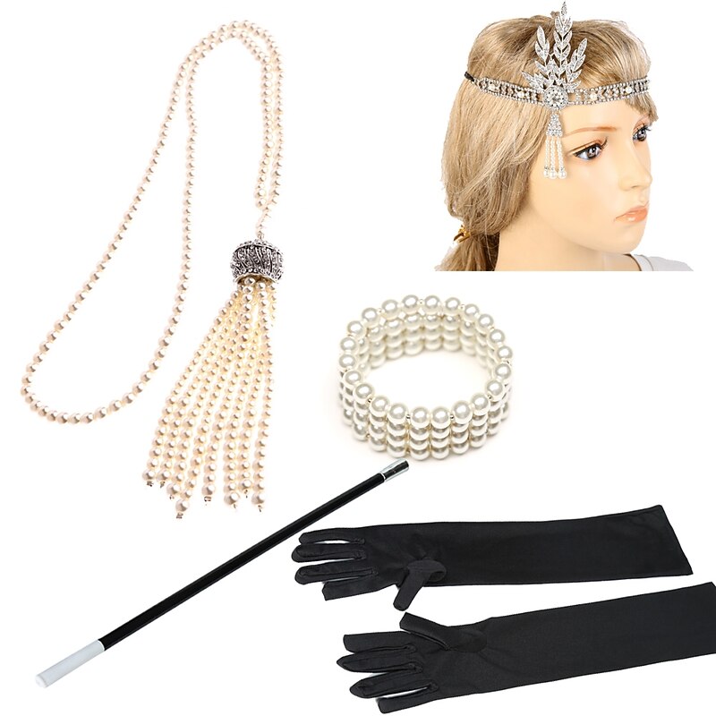 Vintage Roaring 20s 1920s Costume Accessory Sets Flapper Headband Accessories Set The Great Gatsby Charleston Wedding Guest Artistic Style Feathers Fancy Dress Women's Party Prom Wedding Reception