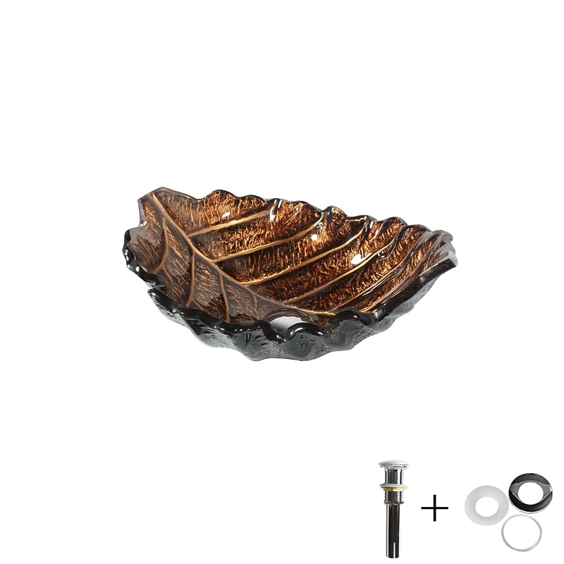 Bathroom Sink / Bathroom Faucet / Bathroom Mounting Ring Vanity Wash Basin / Antique - Tempered Glass Rectangular Vessel Sink4