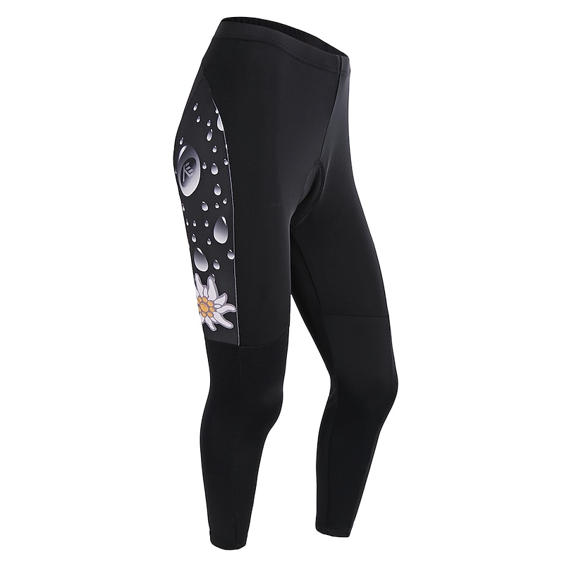 Nuckily Women's Long Sleeve Cycling Jersey with Tights Summer Black Floral Botanical Bike Clothing Suit Windproof Breathable Anatomic Design Reflective Strips Back Pocket Sports Polyester Lycra Floral 5