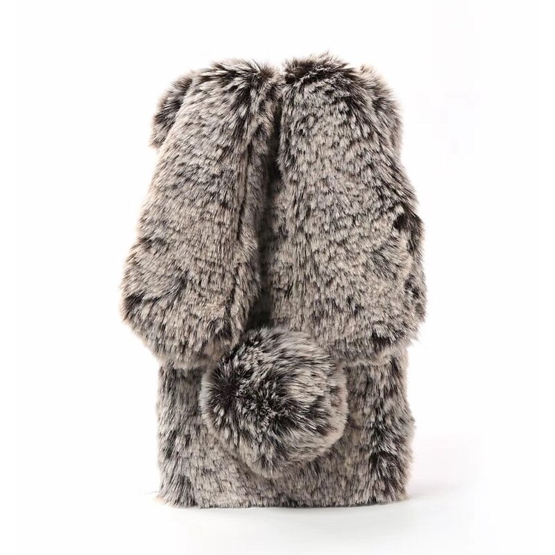 Phone Case For iPhone 16 15 14 Pro Max Plus 13 12 11 Pro Max Mini Back Cover for Women Girl Warm Shockproof Rabbit Plush Soft Textile TPU3