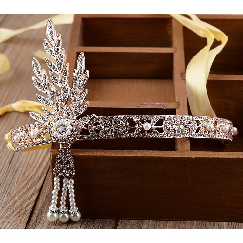 Pendant Roaring 20s 1920s Flapper Headband The Great Gatsby Charleston Wedding Guest Tassel Fringe Leaf Art Deco Fancy Dress Women's Christmas New Year Valentine's Day Party Prom Wedding Reception2