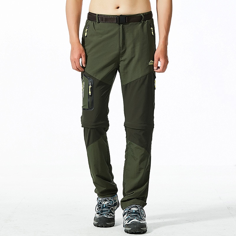 hiking stretch pants mens convertible quick dry lightweight zip off outdoor travel safari pants #818-khaki-403