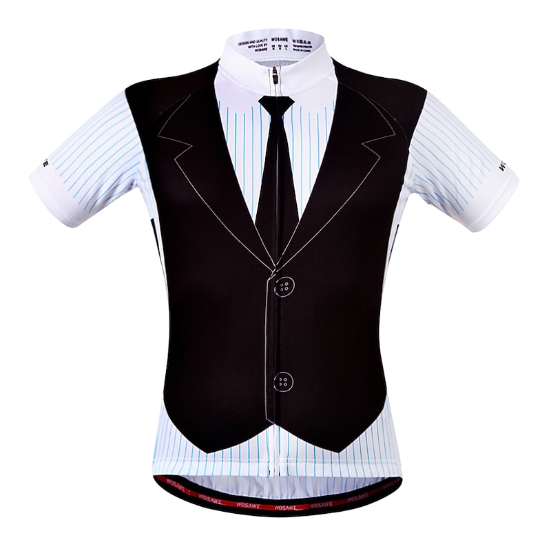 Men's Cycling Jersey Suit T-Shirt Funny Short Sleeve Bike Jersey Top with 3 Rear Pockets Mountain Bike MTB Road Bike Cycling Quick Dry Reflective Strips Back Pocket Limits Bacteria Sports Blue Black2