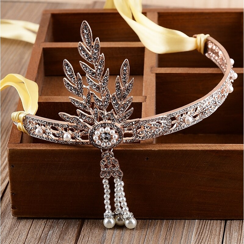Pendant Roaring 20s 1920s Flapper Headband The Great Gatsby Charleston Wedding Guest Tassel Fringe Leaf Art Deco Fancy Dress Women's Christmas New Year Valentine's Day Party Prom Wedding Reception