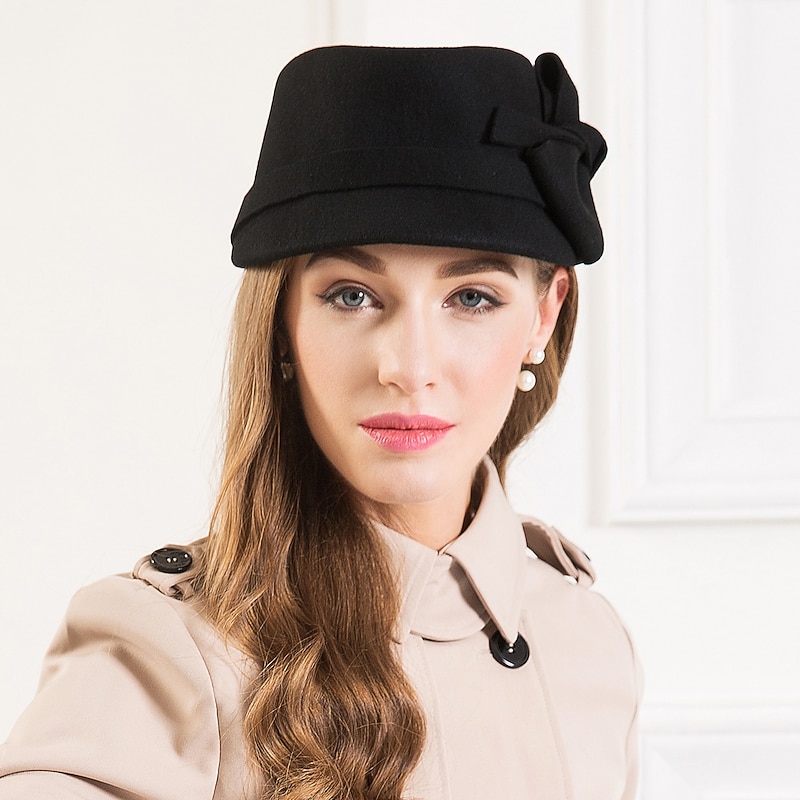 Wool Hats with Bowknot 1pc Special Occasion / Party / Evening Headpiece4