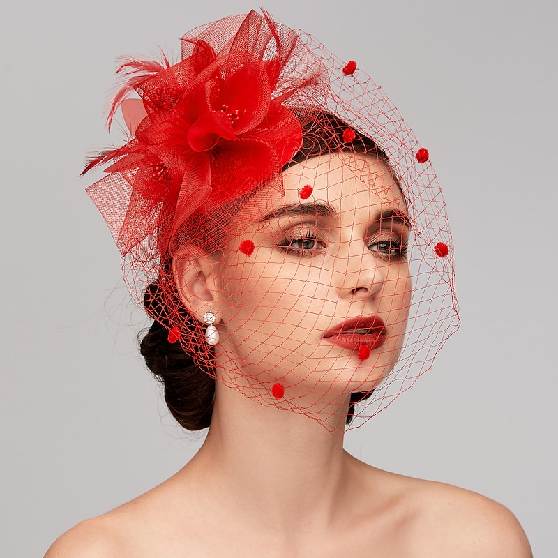Feather / Net Fascinators Kentucky Derby Hat / Headpiece with Feather / Floral / Flower 1PC Wedding / Special Occasion / Horse Race Headpiece
