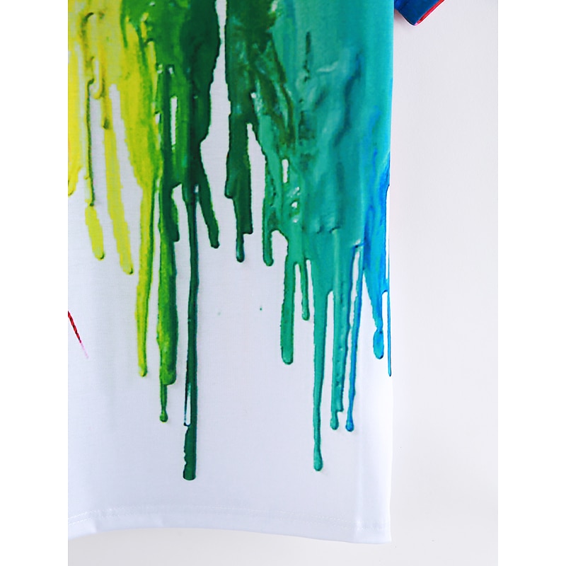 Men's Graphic Rainbow Mixed Color Shirt T Shirt Tee Short Sleeve T shirt 3D Print Round Neck Shirt Active Daily Sports Weekend White Spring & Summer Clothing Apparel Plus Size S M L XL XXL 3XL4