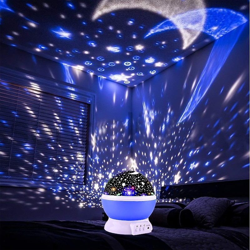 Star Projector Night Light 360-Degree Rotating Desk Lamp 8 Colors Changing with USB for Children Baby Bedroom and Party Decorations4