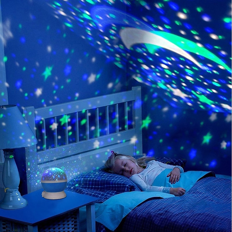 Star Projector Night Light 360-Degree Rotating Desk Lamp 8 Colors Changing with USB for Children Baby Bedroom and Party Decorations2