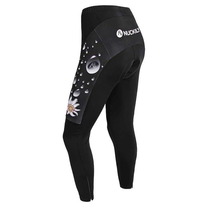 Nuckily Women's Long Sleeve Cycling Jersey with Tights Summer Black Floral Botanical Bike Clothing Suit Windproof Breathable Anatomic Design Reflective Strips Back Pocket Sports Polyester Lycra Floral 6
