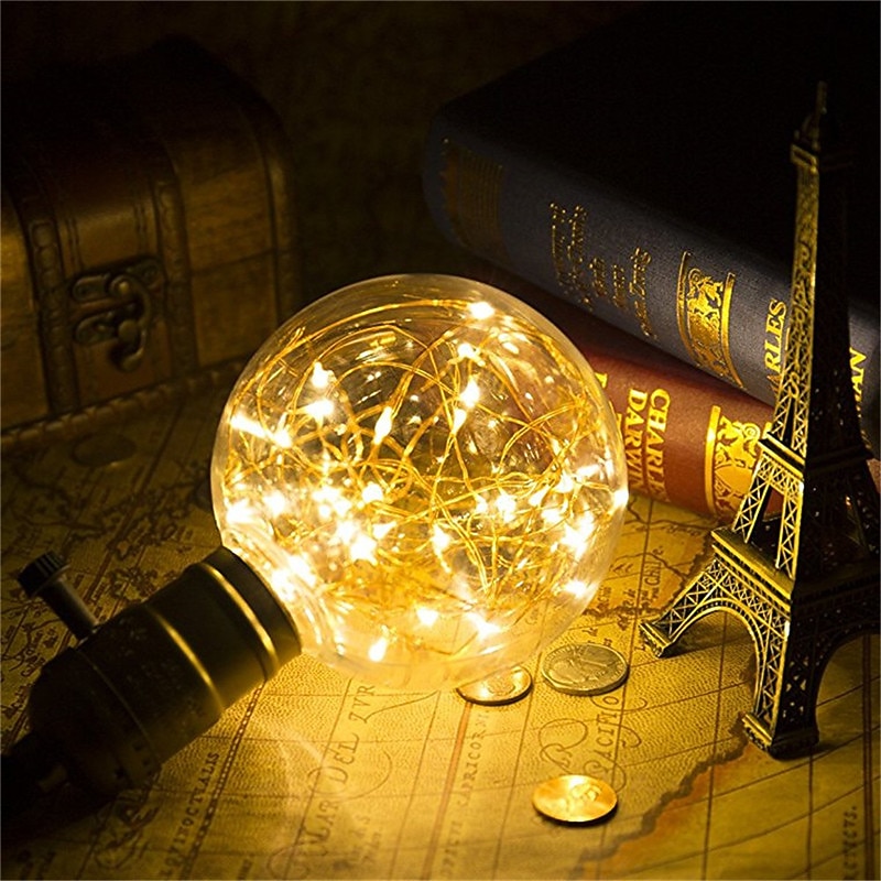 4pcs LED Globe Fairy Light Bulbs Starry Decorative Vintage Filament String Lights E26 E27 Festival Decorative 3W G95 2700K Warm White for Bathroom Bedroom Living Room2