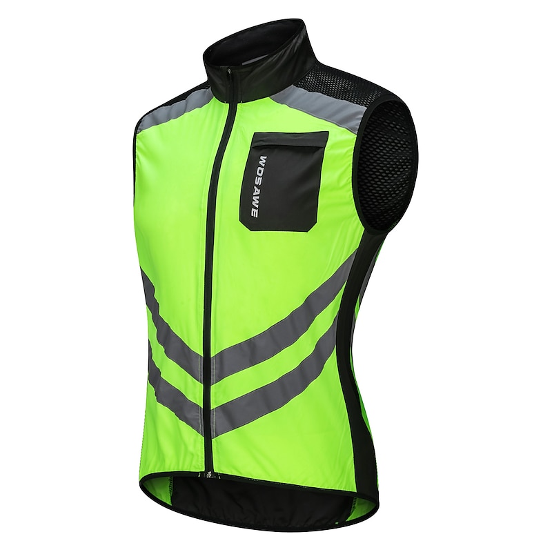 WOSAWE Men's Cycling Vest High Visibility Bike Vest Gilet Windbreaker Sleeveless Jersey Mountain Bike MTB Road Bike Cycling Navy Black Green Windproof Reflective Back Pocket Sports Clothing Apparel4