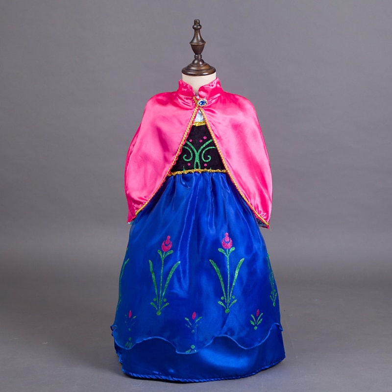 Princess Anna Dress Masquerade Flower Girl Dress Girls' Movie Cosplay A-Line Slip Retro Vintage Cosplay Blue Dress Carnival Masquerade Polyester World Book Day Costumes2