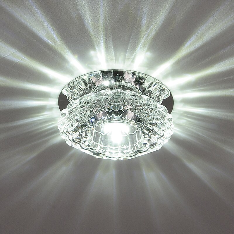 1-Light 10 cm LED Crystal Ceiling Light Unique Design Flush Mount Lights Electroplated Modern Luxury Style  Crystal Porch Light Corridor Lamp Aisle Light AC110-240V 3W4